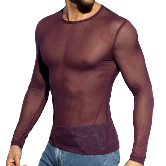 T-Shirt Net Manches Longues Aubergine ES Collection