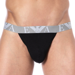 Emporio Armani Bold Monogram Cotton Jock - Black