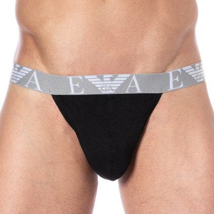 Jock Strap Bold Monogram Coton Noir Emporio Armani