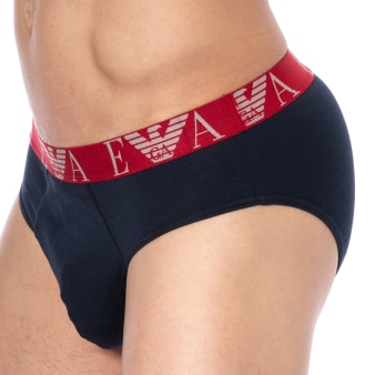 Slip Bold Monogram Coton Marine - Rouge Emporio Armani