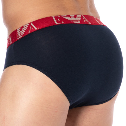 Slip Bold Monogram Coton Marine - Rouge Emporio Armani