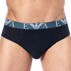 Emporio Armani Bold Monogram Cotton Briefs - Navy - Blue