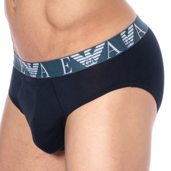 Emporio Armani Bold Monogram Cotton Briefs - Navy - Blue