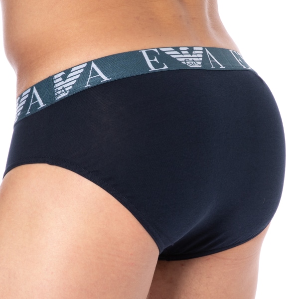 Emporio Armani Bold Monogram Cotton Briefs - Navy - Blue
