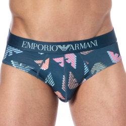 Emporio Armani All Over Microfiber Briefs - Blue