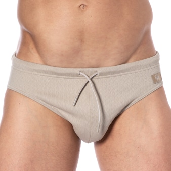 Slip de Bain Satin Label Taupe Emporio Armani