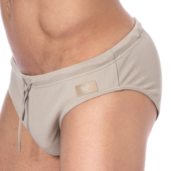 Slip de Bain Satin Label Taupe Emporio Armani