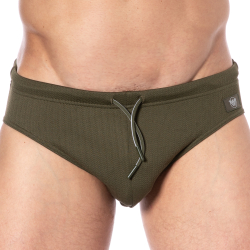 Slip de Bain Satin Label Olive Emporio Armani