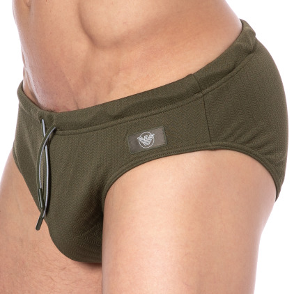 Slip de Bain Satin Label Olive Emporio Armani