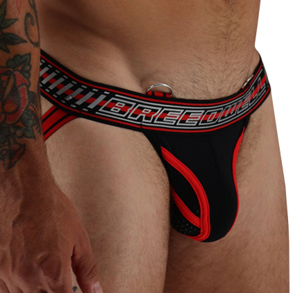 Jock Strap Gymnetixxx Noir - Rouge Breedwell