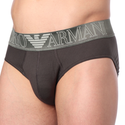 Emporio Armani Megalogo Cotton Briefs - Brown