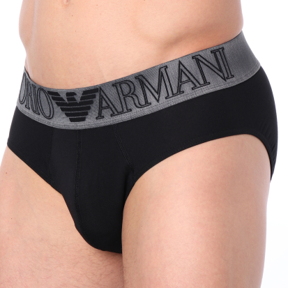 Emporio Armani Megalogo Cotton Briefs - Black