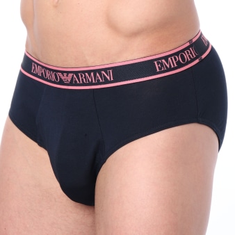 Emporio Armani Core Logoband Cotton Briefs - Navy - Pink