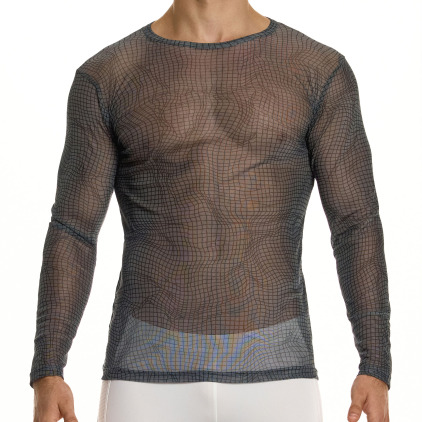 T-Shirt Manches Longues Abstract Résille Gris Anthracite Modus Vivendi