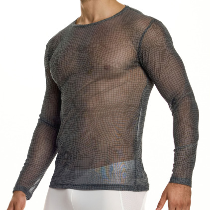 T-Shirt Manches Longues Abstract Résille Gris Anthracite Modus Vivendi