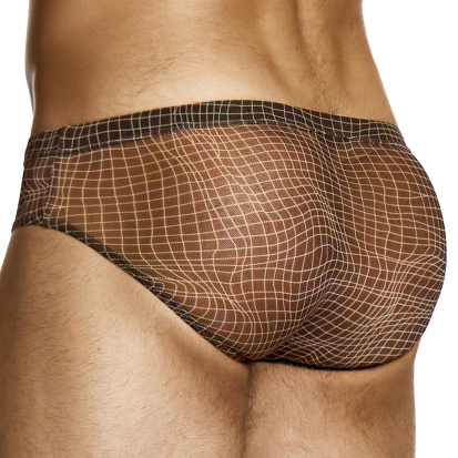 Modus Vivendi Abstract Net Super Low Rise Briefs - Brown