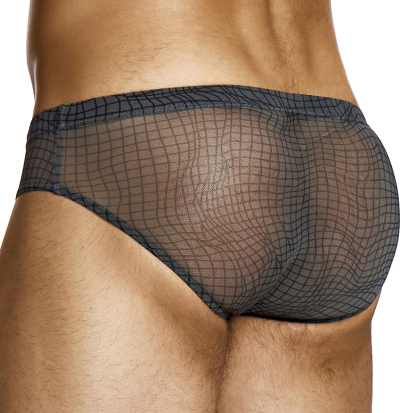 Modus Vivendi Abstract Net Super Low Rise Briefs - Charcoal