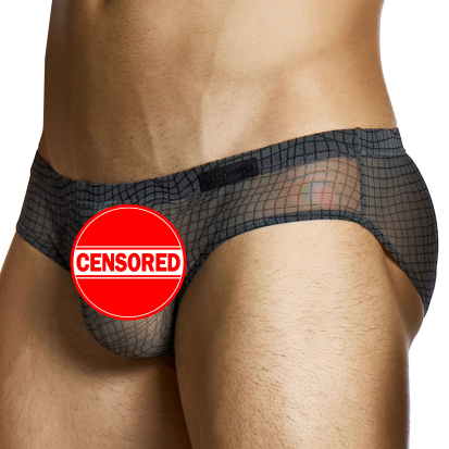 Modus Vivendi Abstract Net Super Low Rise Briefs - Charcoal