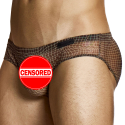 Modus Vivendi Abstract Net Super Low Rise Briefs - Brown