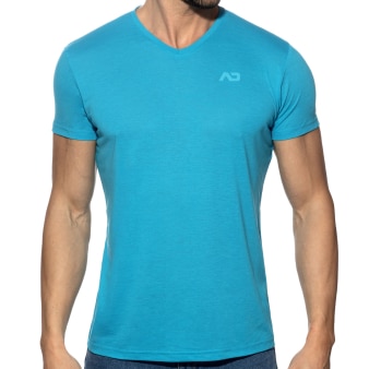T-Shirt V-Neck Basic Turquoise Addicted