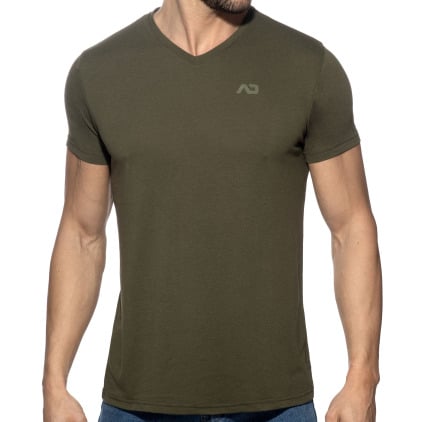 T-Shirt V-Neck Basic Kaki Addicted