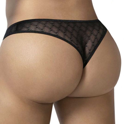 String Résille Géométrique Noir CandyMan