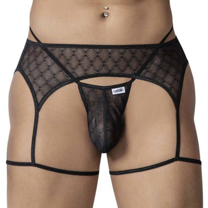 String Jarretière Résille Géométrique Noir CandyMan