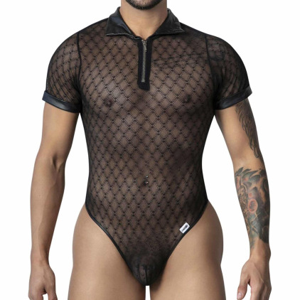 Body String Résille Géométrique Noir CandyMan