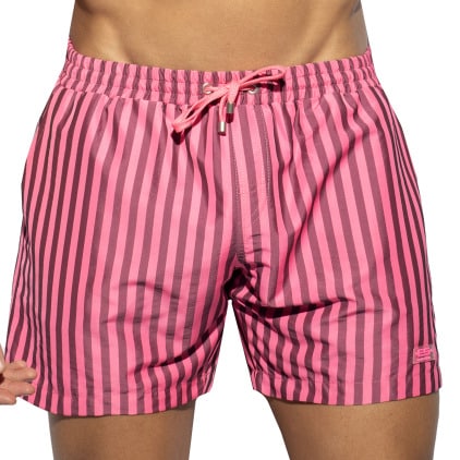 Short de Bain Long Rayé Rose Fluo ES Collection