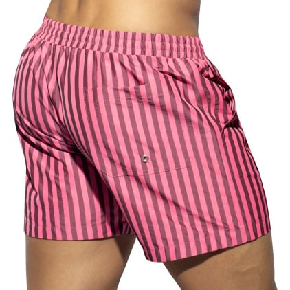 Short de Bain Long Rayé Rose Fluo ES Collection