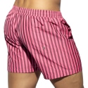 Short de Bain Long Rayé Rose Fluo ES Collection