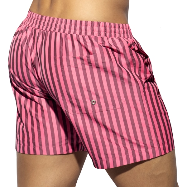 ES Collection Striped Long Swim Shorts - Neon Pink