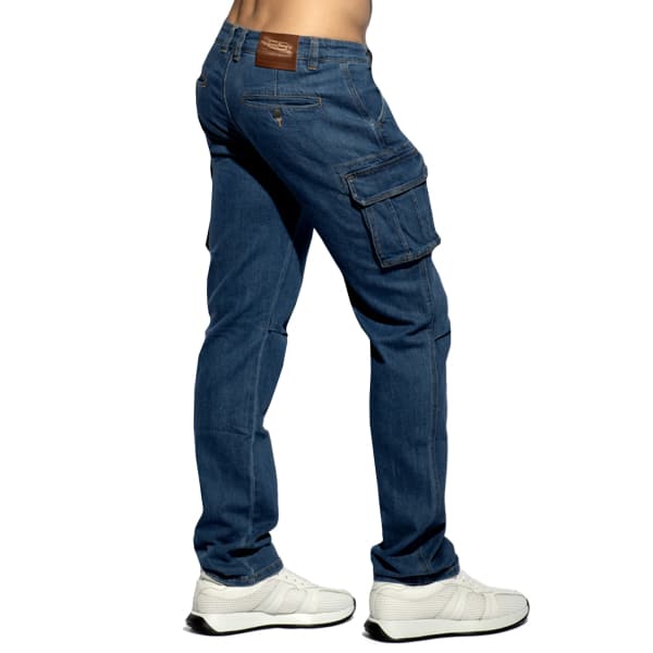 Pantalon Cargo Jeans Bleu Marine ES Collection