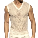 Débardeur Col V Crochet Beige ES Collection