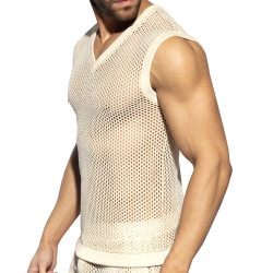 Débardeur Col V Crochet Beige ES Collection