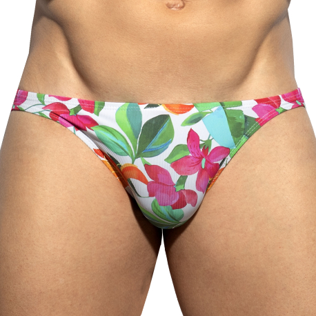 ES Collection Bold Flowers Bikini Briefs - White