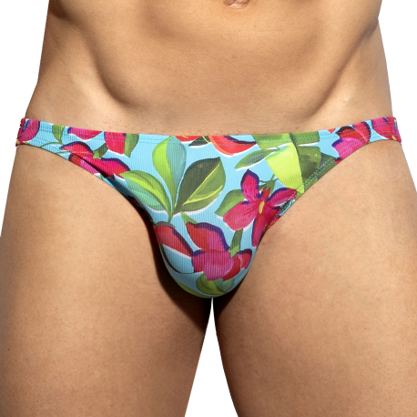 ES Collection Bold Flowers Bikini Briefs - Turquoise