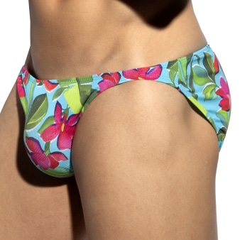 Slip Bikini Bold Flowers Turquoise ES Collection
