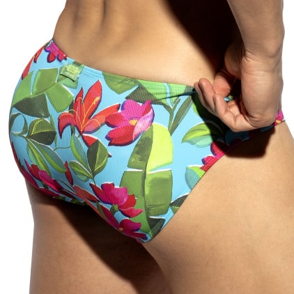 Slip Bikini Bold Flowers Turquoise ES Collection