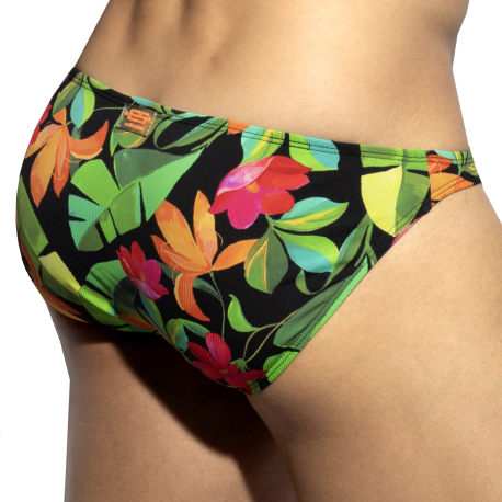 ES Collection Bold Flowers Bikini Briefs - Black
