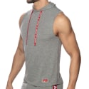 Débardeur à Capuche Bande Logo Gris Chiné Addicted
