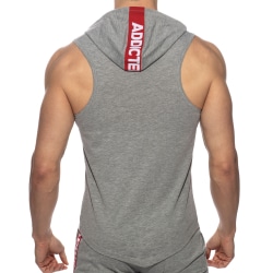 Débardeur à Capuche Bande Logo Gris Chiné Addicted