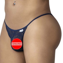 CandyMan Lace Mini Tanga Briefs - Navy