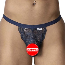 CandyMan Lace Cockring Thong - Navy