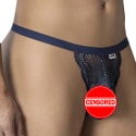 CandyMan Lace Cockring Thong - Navy
