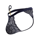 CandyMan Lace Cockring Thong - Navy