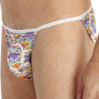 Slip Tanga Funky Styles Violet - Blanc HOM