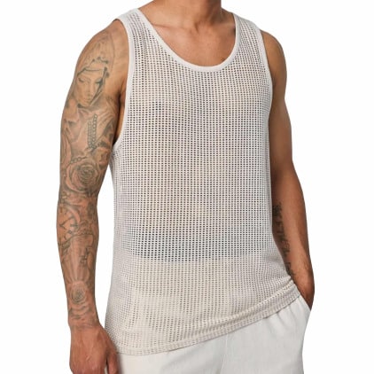Débardeur Mesh Coton Beige Frilivin