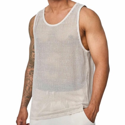 Débardeur Mesh Coton Beige Frilivin