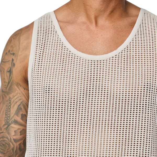 Débardeur Mesh Coton Beige Frilivin